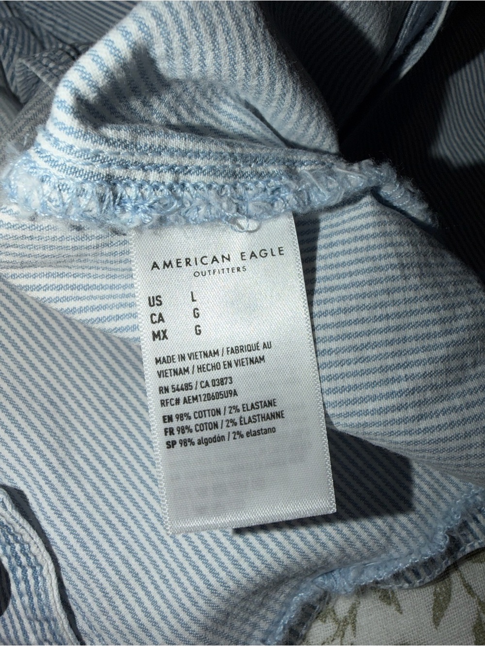American Eagle Blue and White Striped Railroad Button Vest - Picture 6 of 8